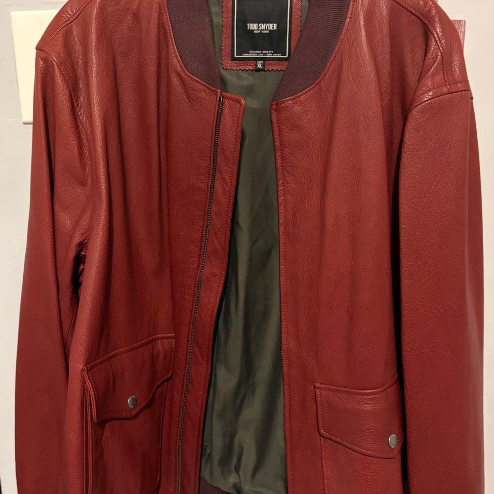 Todd Snyder Red Leather Bomber Jacket